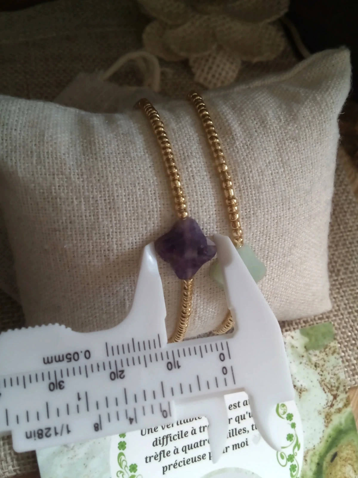 Lote de 2 pulseras de piedra en forma de trébol + tarjeta – photo 4